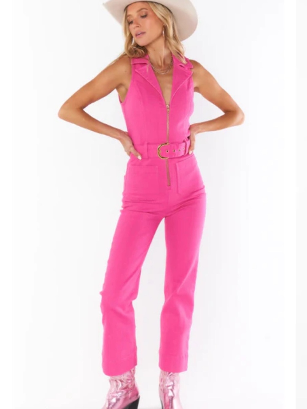 Show Me Your MuMu Jacksonville Hot Pink Jumpsuit Sz M | NWT - Picture 6 of 7